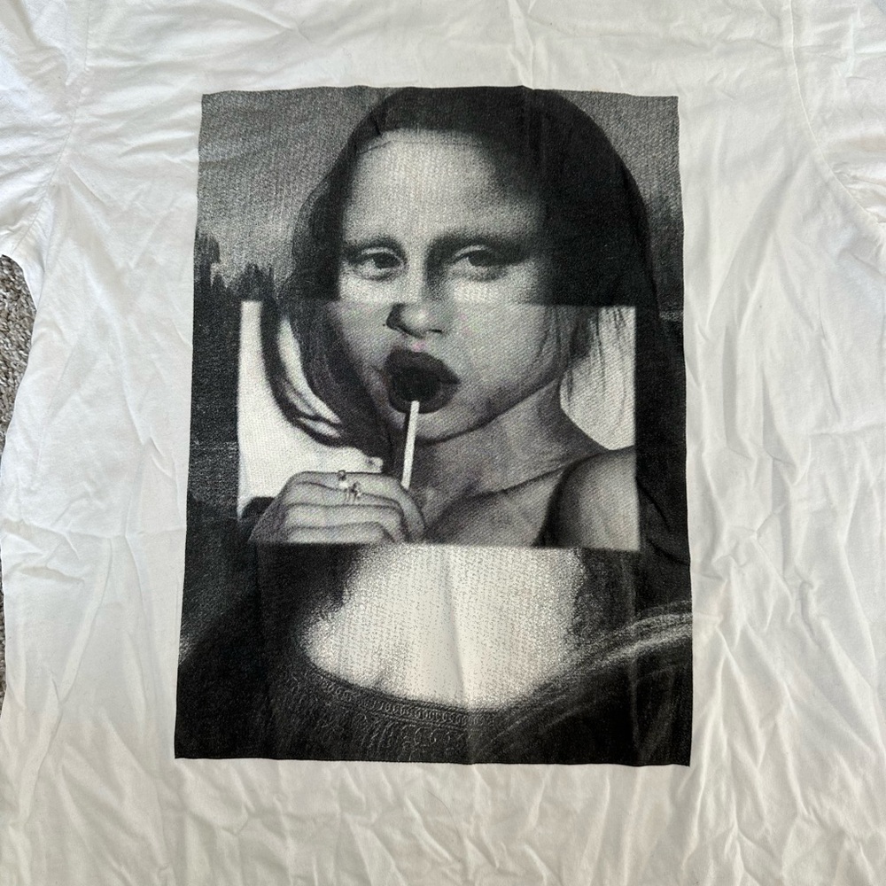 Monochrome Graphic Tee with Artistic Print